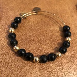 Alex and Ani black and gold beaded bangle